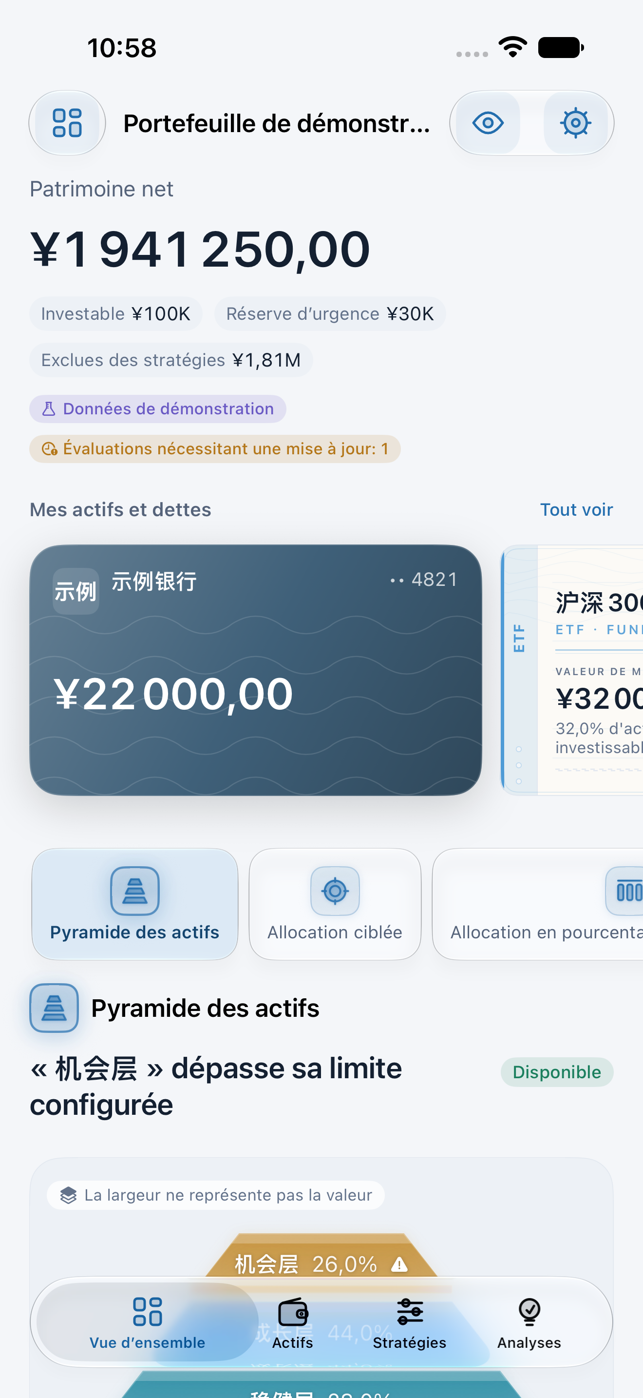 Écrans réels de l’app · Données de démonstration